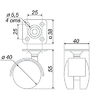 Мебельное колесо N104BL/BL.3 