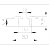 Направляющая  врезная однополозная нижняя vA, Серебро матовое AS0108.AP540.SLMAN.CJ